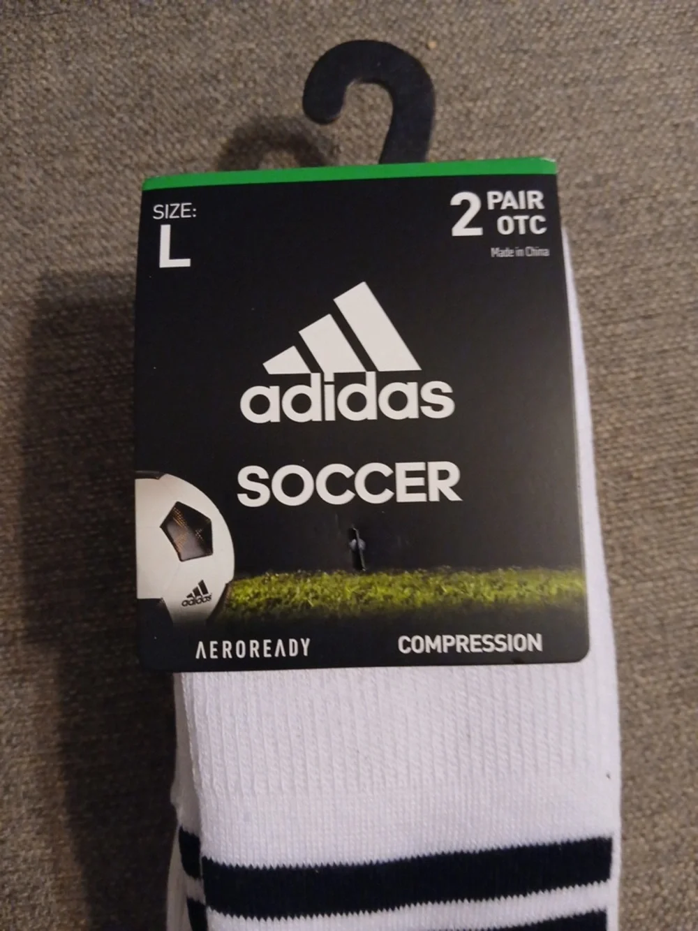 adidas White Athletic Soccer OTC Socks with Black Stripes